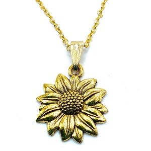 Gold Sunflower Pendant Necklace